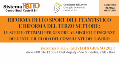 Riforma dello sport dilettantistico e riforma del terzo settore