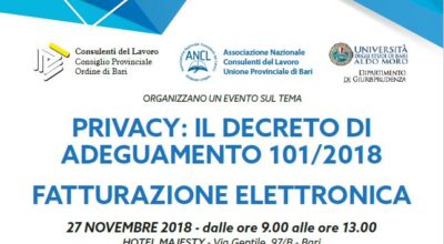 Il 27 novembre un evento su Privacy e fatturazione elettronica