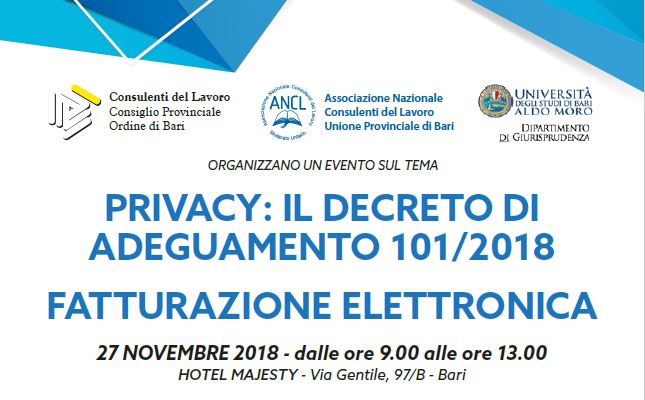 Il 27 novembre un evento su Privacy e fatturazione elettronica